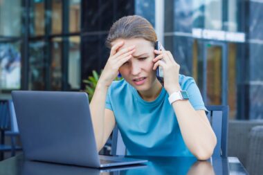 Sad,upset,frustrated,girl,,angry,displeased,young,woman,with,laptop