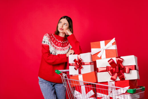 Photo,of,charming,doubtful,young,lady,wear,print,sweater,buying