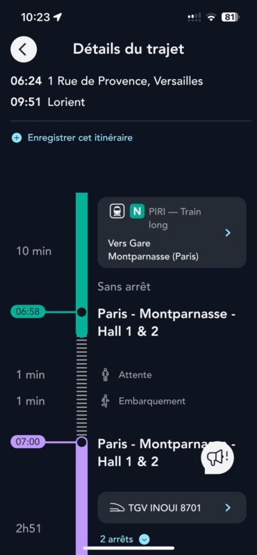 sncf connect transport correspondance train