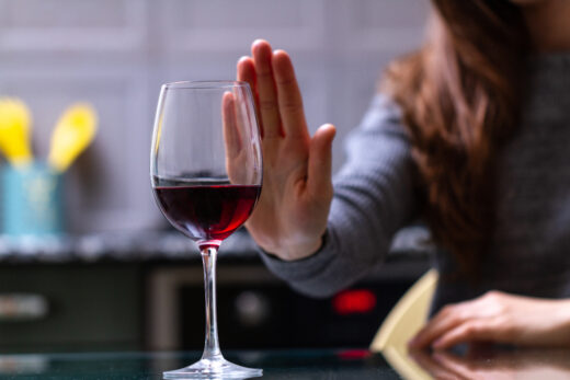 Woman,refuses,to,drink,a,alcohol.,female,alcoholism,concept.,treatment