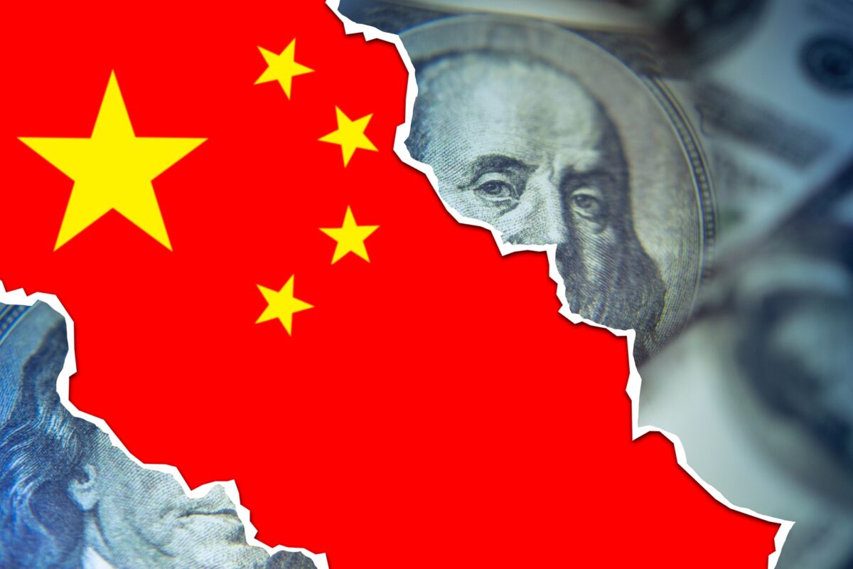 Flag,of,china.,u.s.,dollars.,concept, ,china,destroys,us