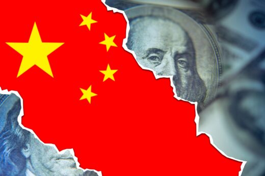 Flag,of,china.,u.s.,dollars.,concept, ,china,destroys,us