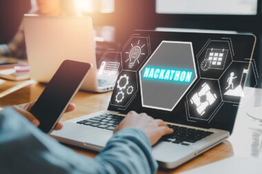 Hackathon,technology,programming,startup,concept,,person,using,laptop,computer,on