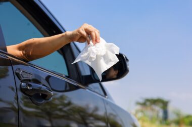détritus poubelles voiture