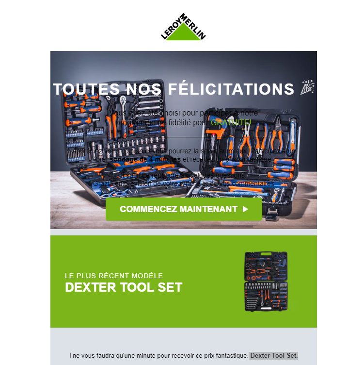 Arnaque Leroy Merlin Coffret Outils Dexter